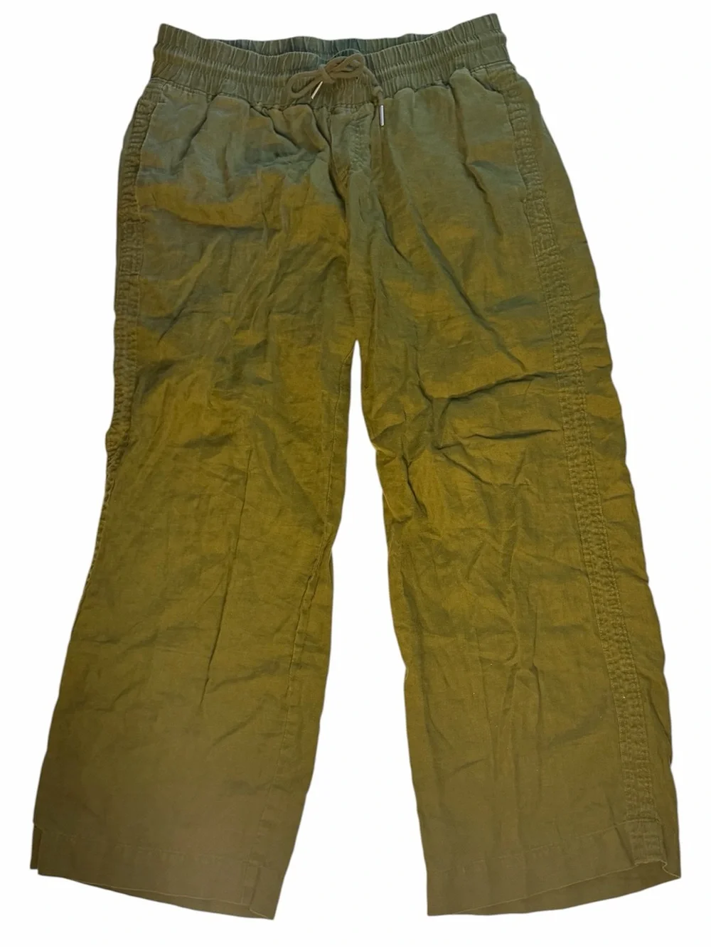 Quince | Linen Wide Leg Olive Green Pants Drawstring Chinos XL